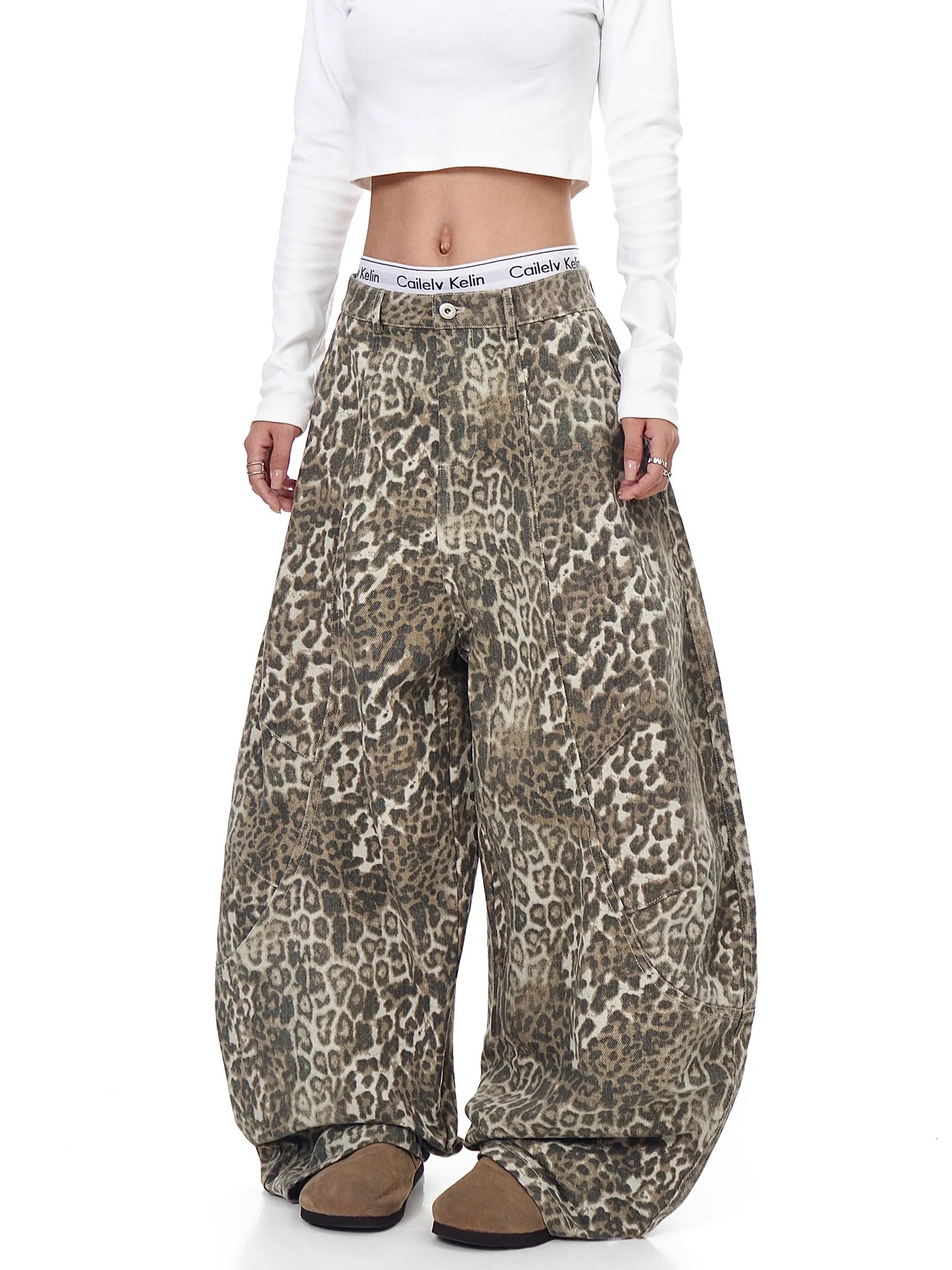 Leopard Baggy Denim
