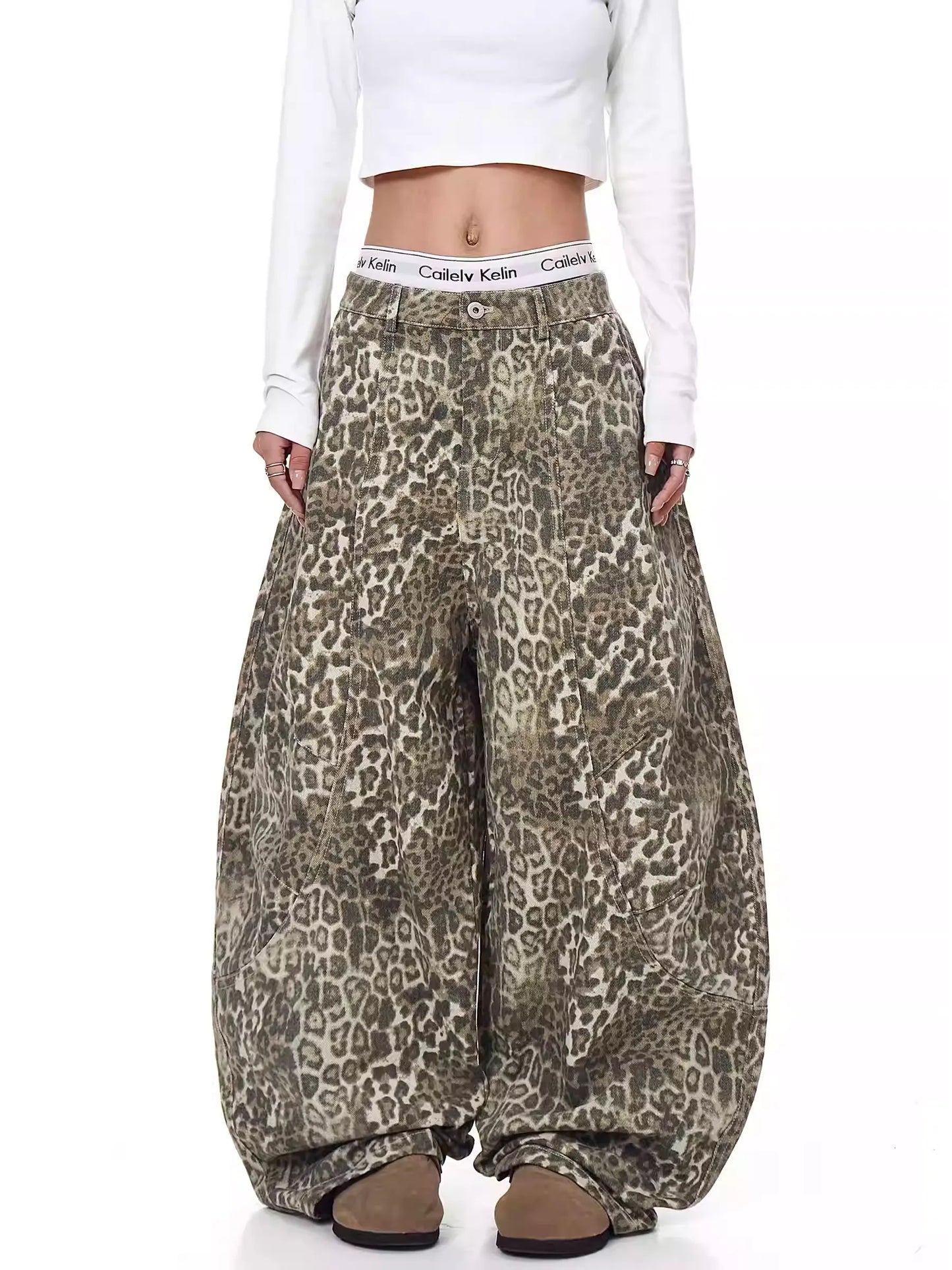 Leopard Baggy Denim