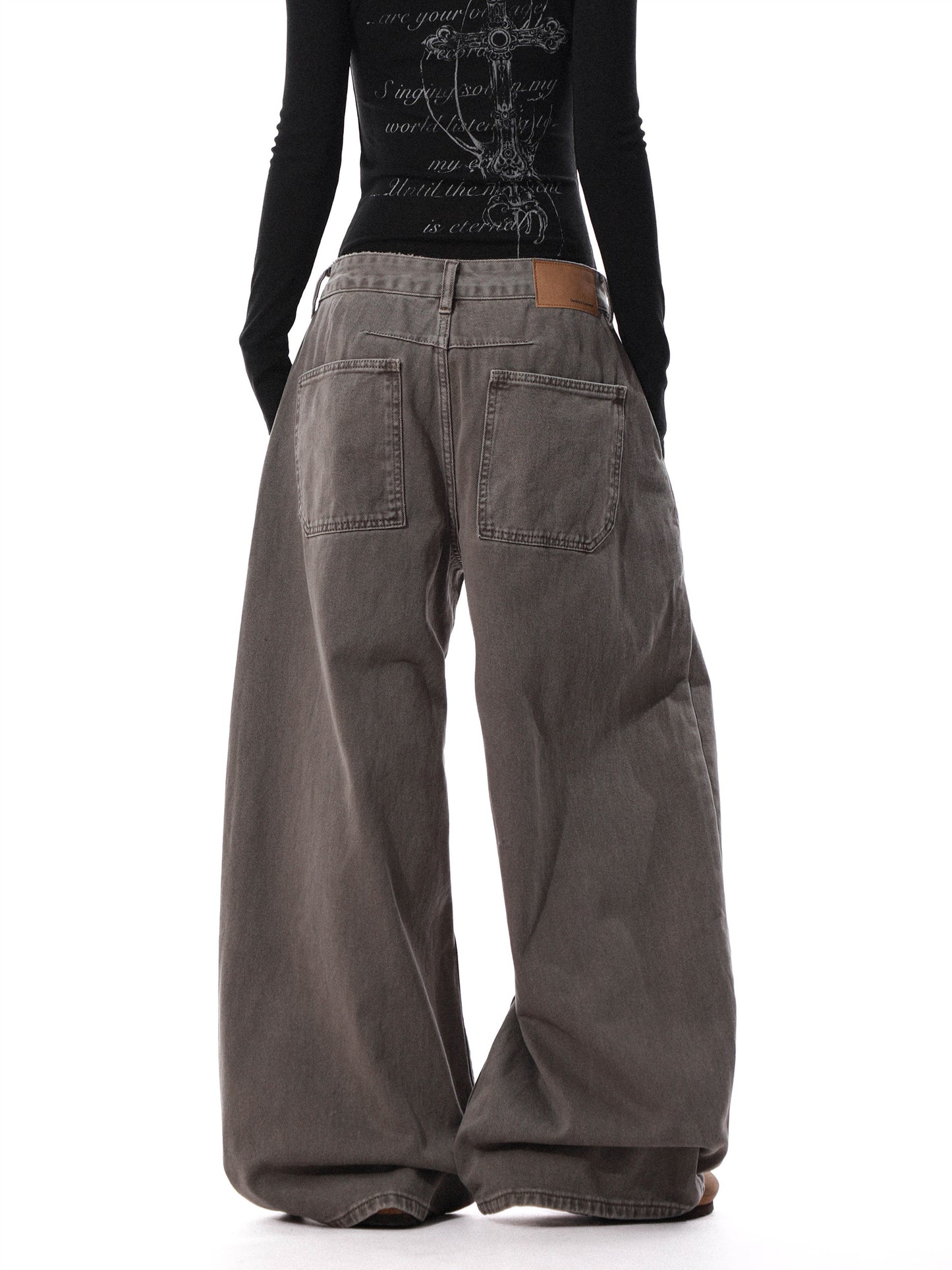 Double Tack Button Fly Wide Denim