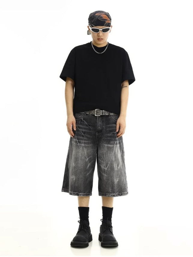 Black Whisker Faded Jorts