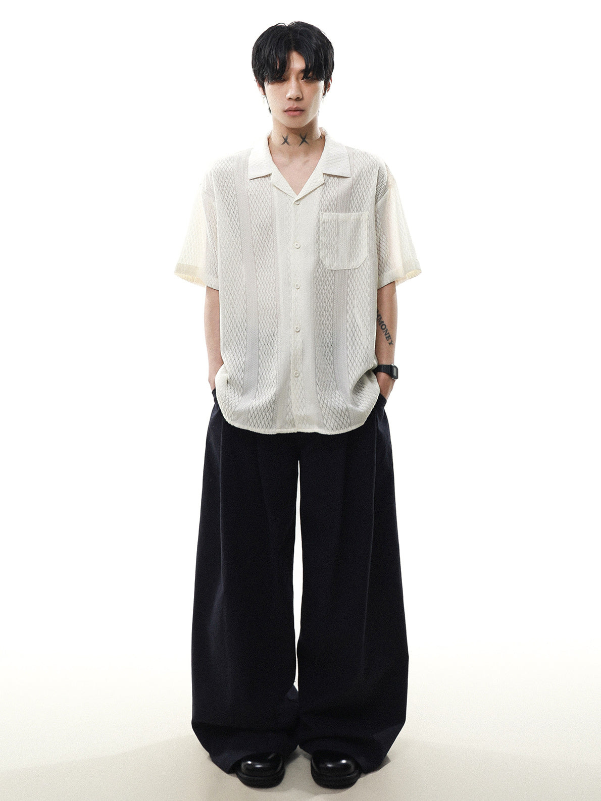 Sheer Half Sleeve Shirt (2color)