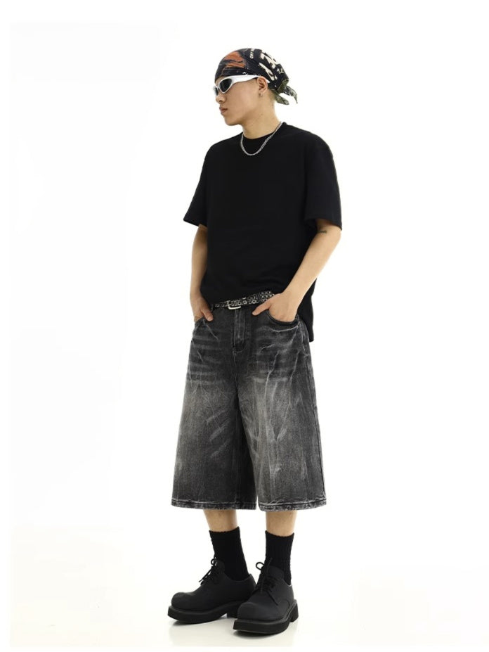 Black Whisker Faded Jorts
