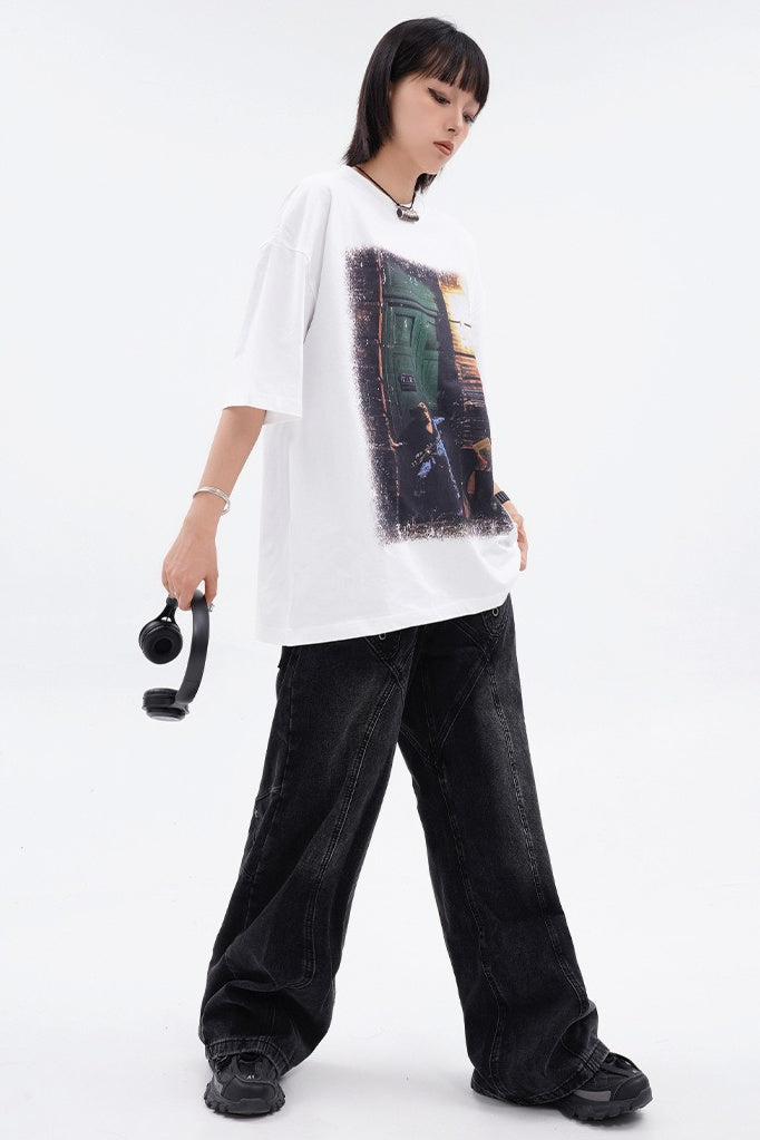 Rock Printing T-shirt (2color)