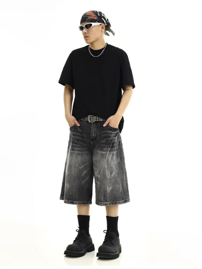 Black Whisker Faded Jorts