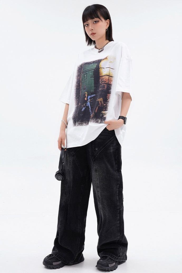 Rock Printing T-shirt (2color)