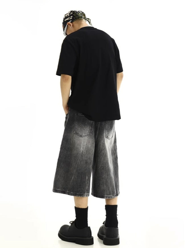 Black Whisker Faded Jorts