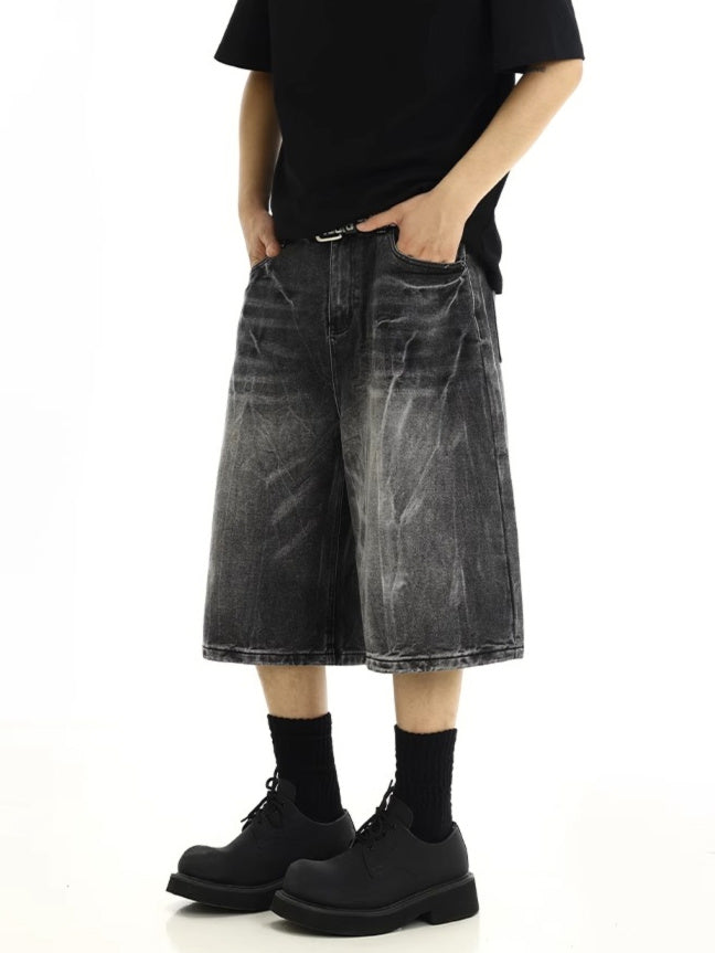 Black Whisker Faded Jorts