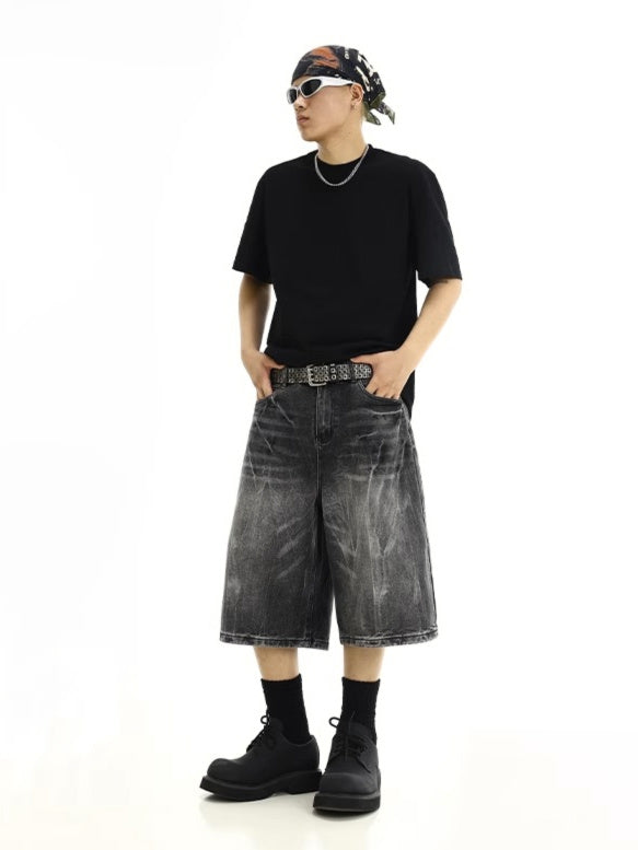 Black Whisker Faded Jorts