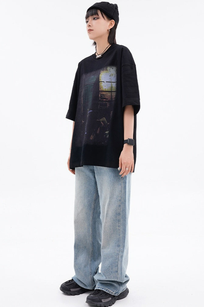 Rock Printing T-shirt (2color)