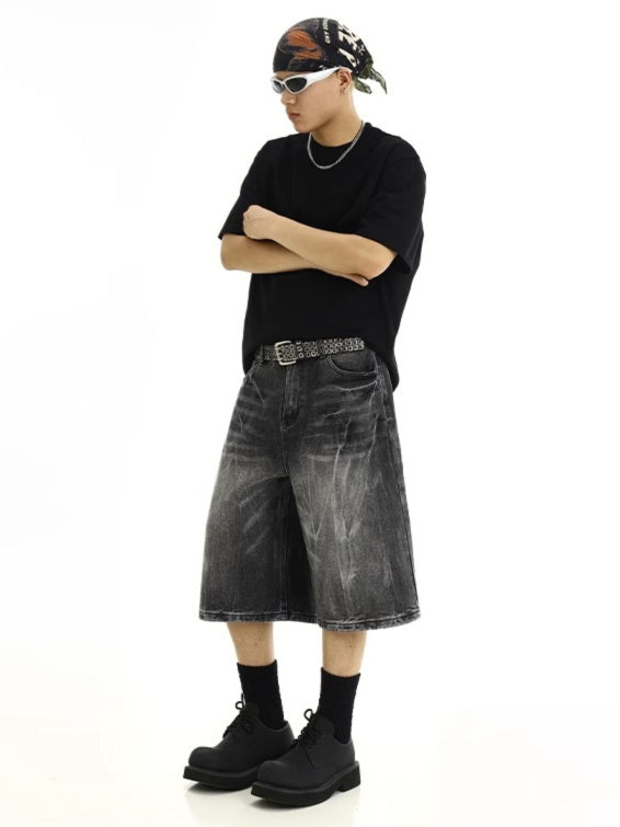 Black Whisker Faded Jorts
