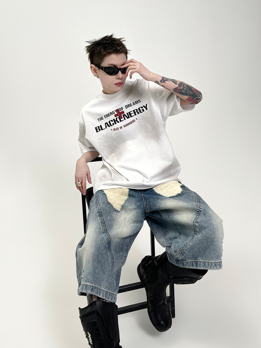 Cross Letter Print T-shirt