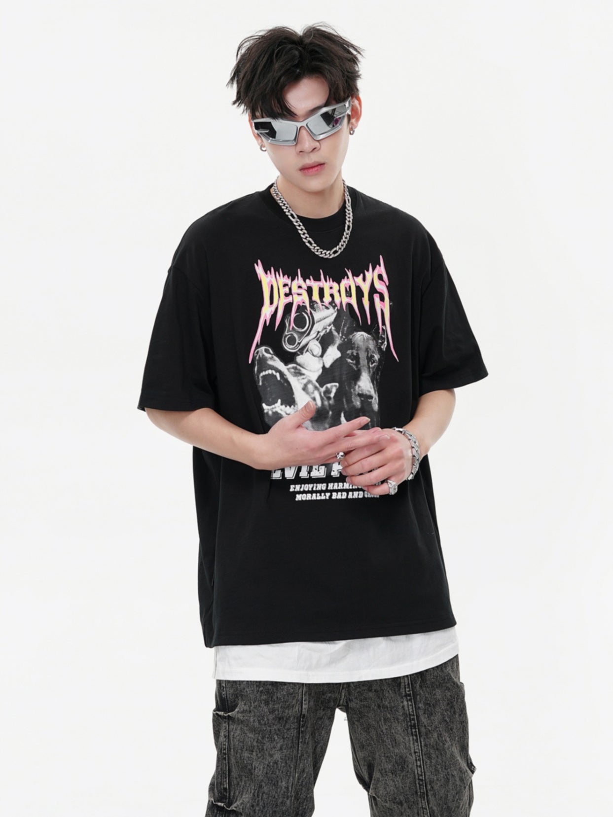 Doberman Print T-shirt (2color)