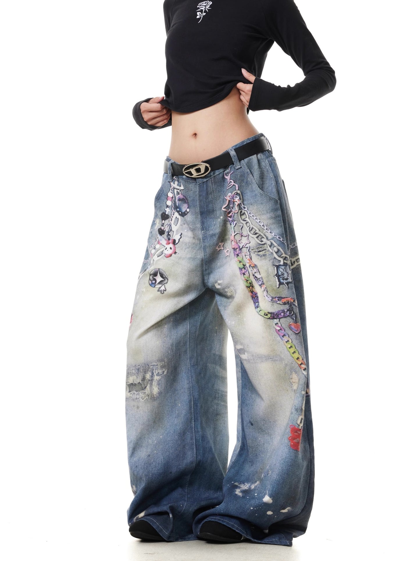 Funcy Chain Printing Denim