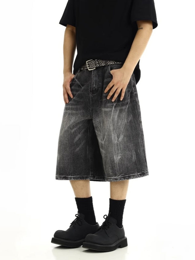 Black Whisker Faded Jorts