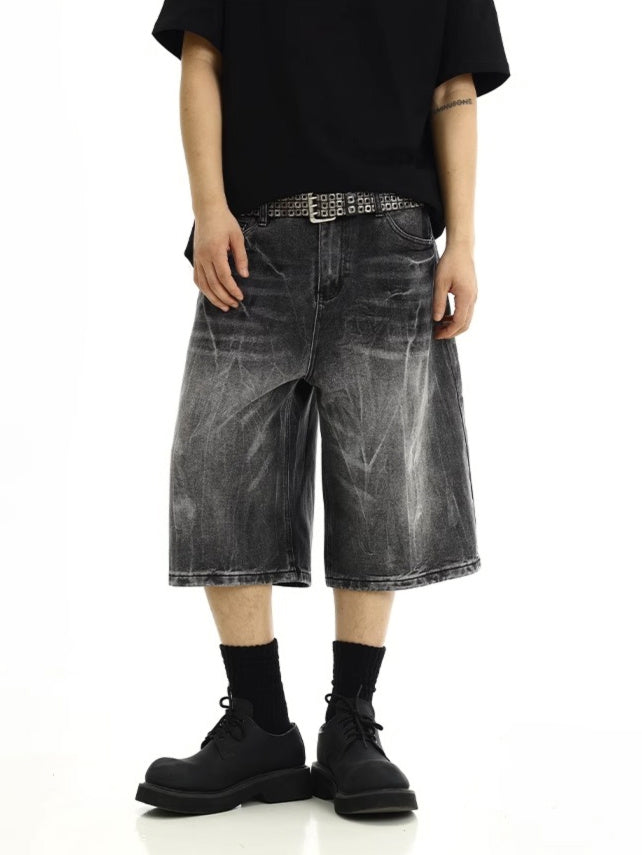 Black Whisker Faded Jorts