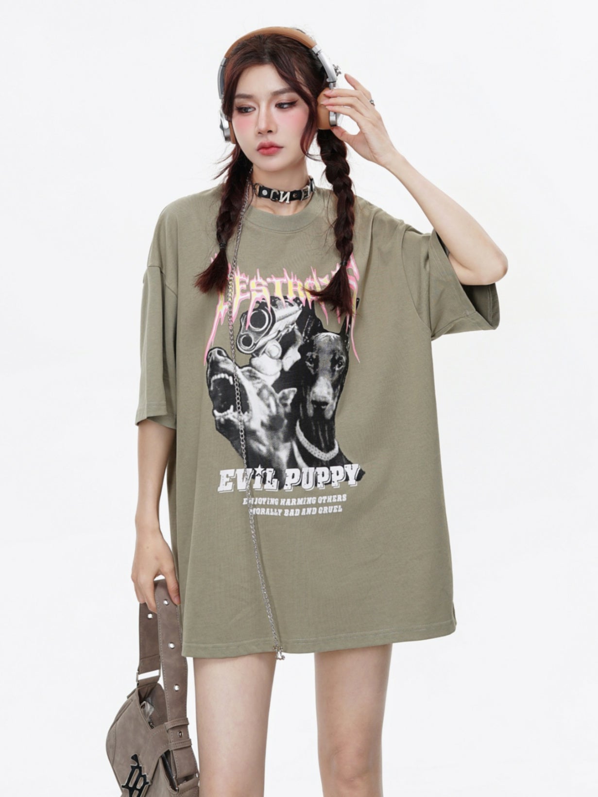 Doberman Print T-shirt (2color)