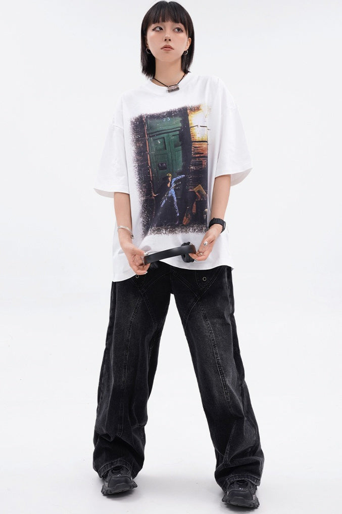 Rock Printing T-shirt (2color)