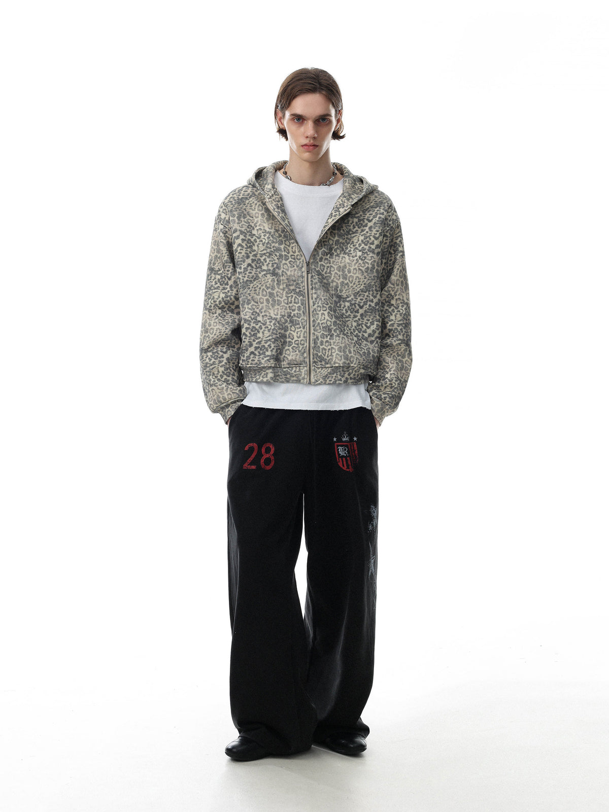 Heavy Leopard Boxy Zip-Hoodie