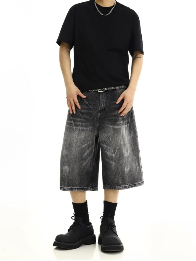 Black Whisker Faded Jorts