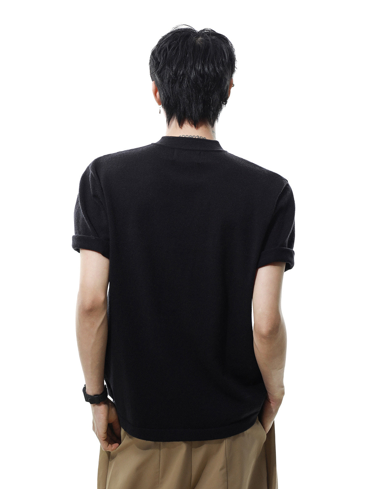 Henleyneck Half Sleeve T-shirt (2color)