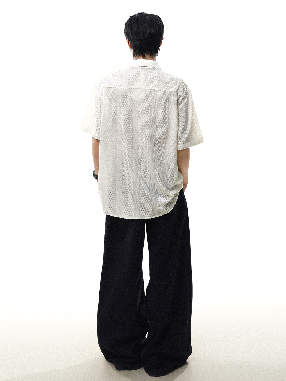 Sheer Half Sleeve Shirt (2color)