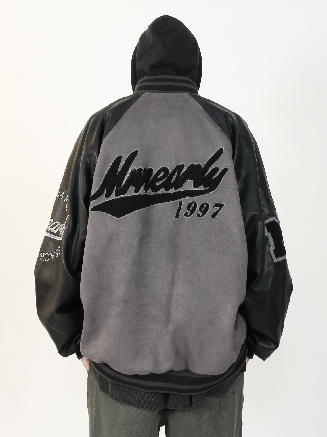 Leather Stadium Jacket (2color)