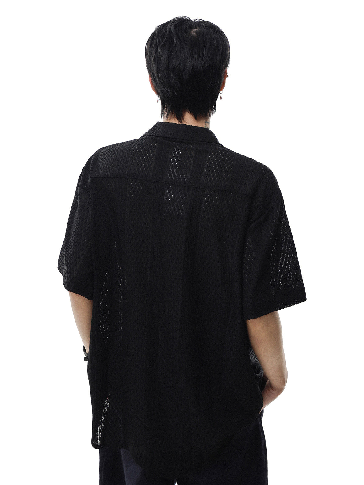 Sheer Half Sleeve Shirt (2color)