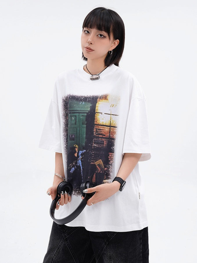 Rock Printing T-shirt (2color)