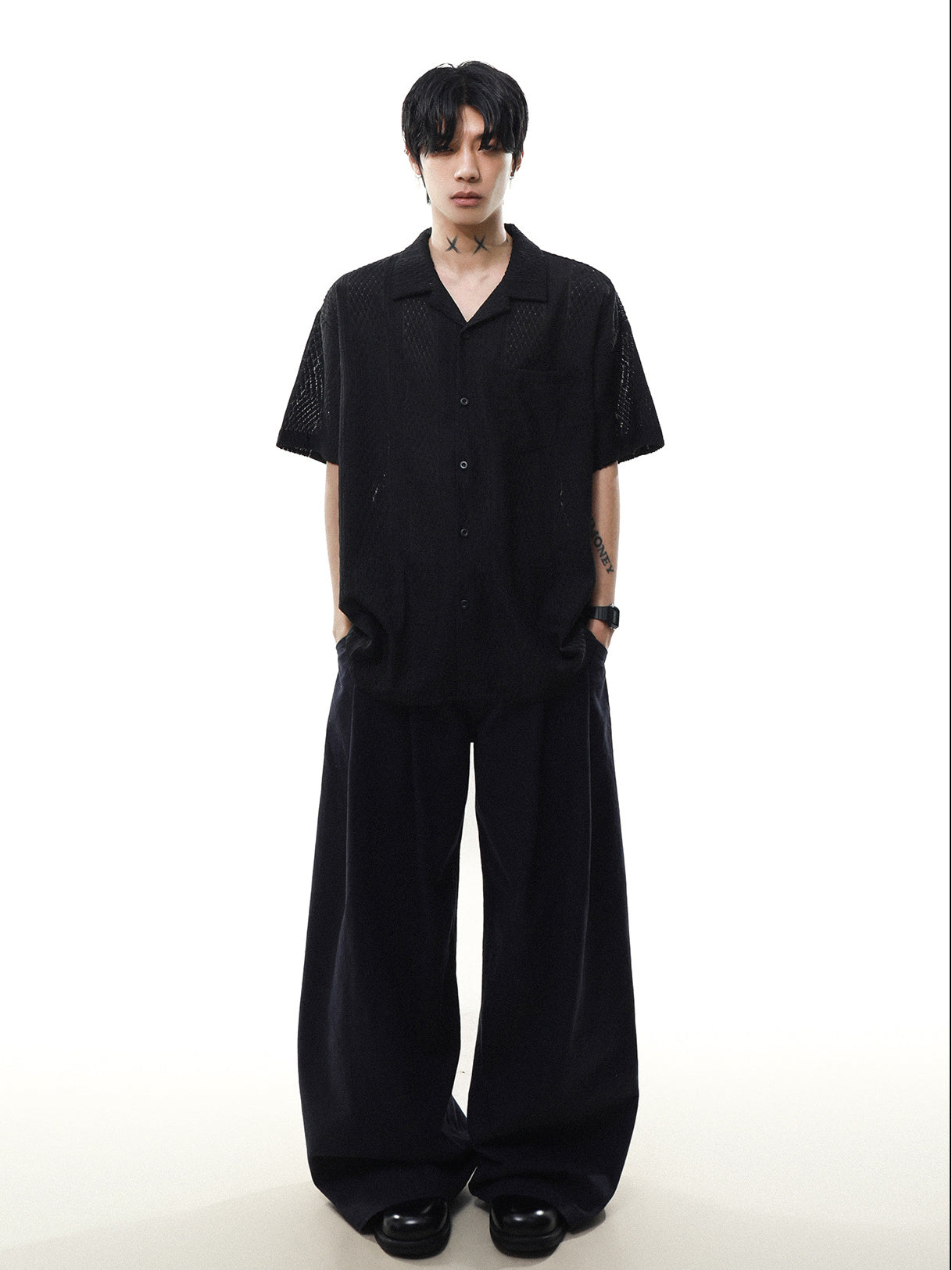 Sheer Half Sleeve Shirt (2color)