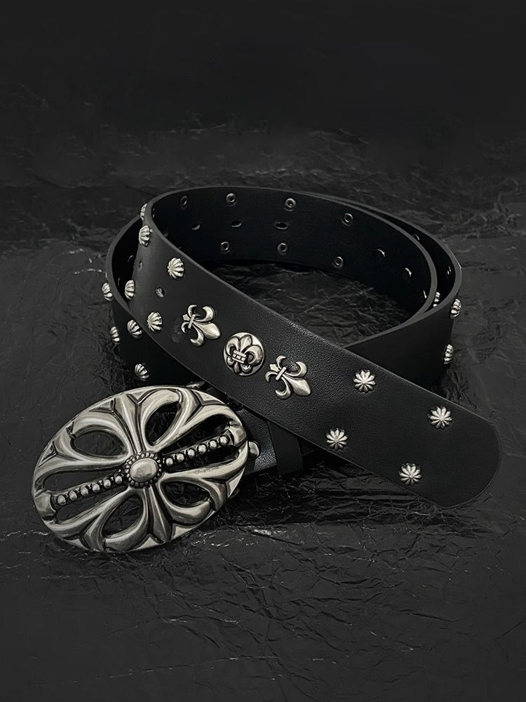Studs Cross Buckle Belt