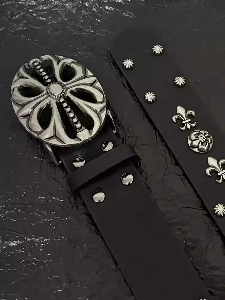 Studs Cross Buckle Belt