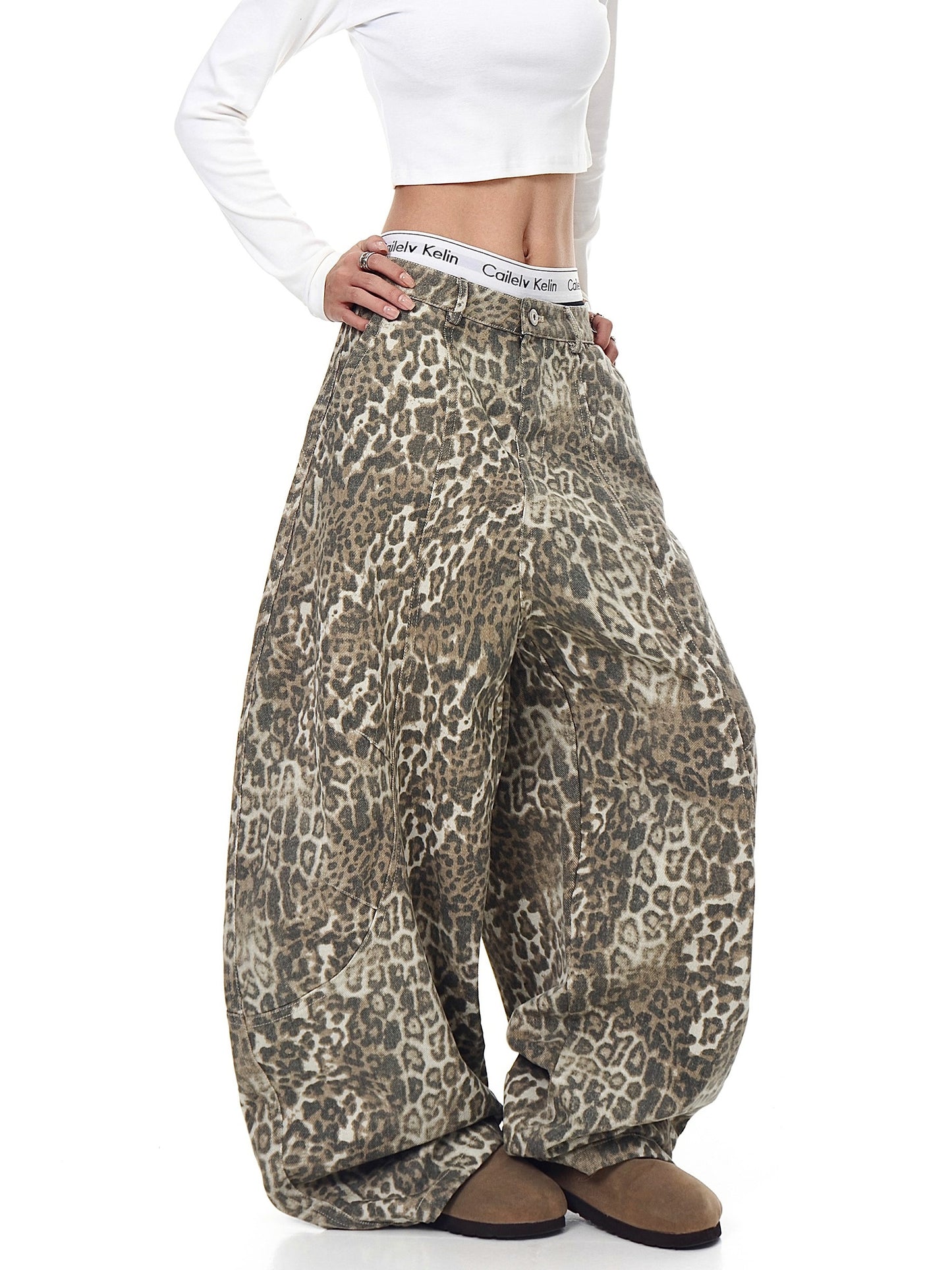 Leopard Baggy Denim