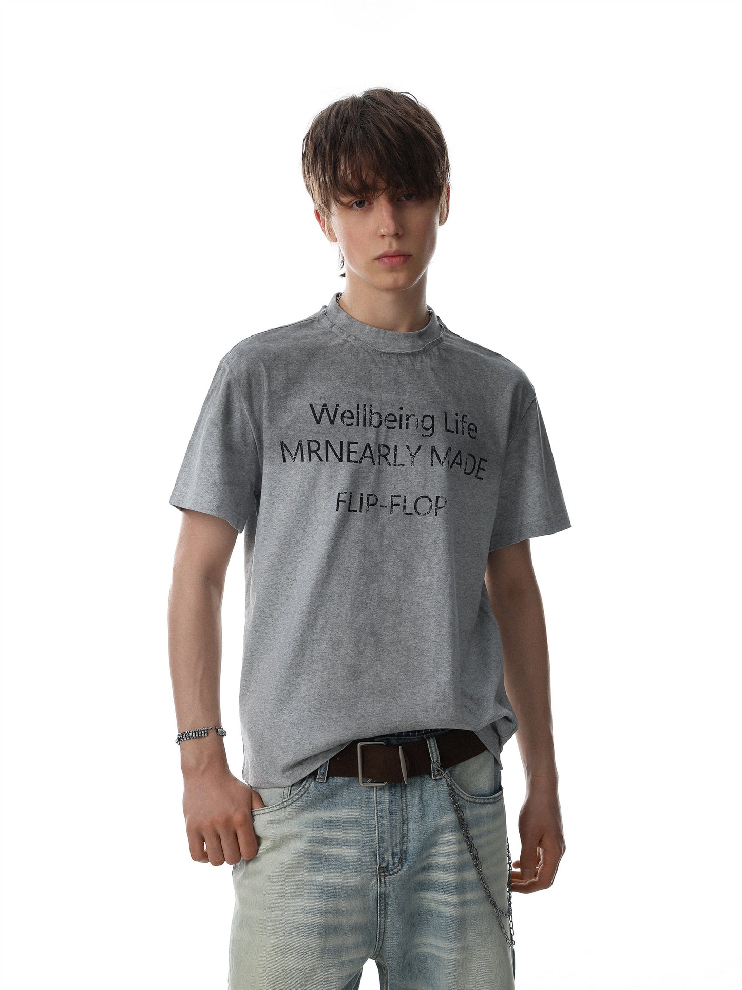 Mock Neck Lettering T-shirt (3color)