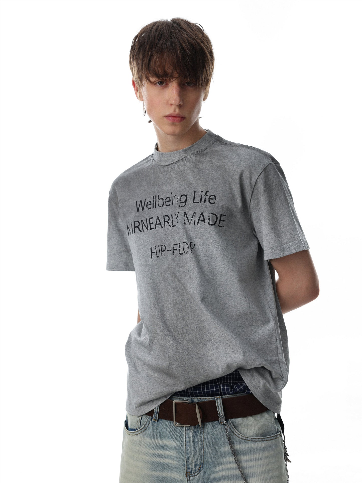 Mock Neck Lettering T-shirt (3color)