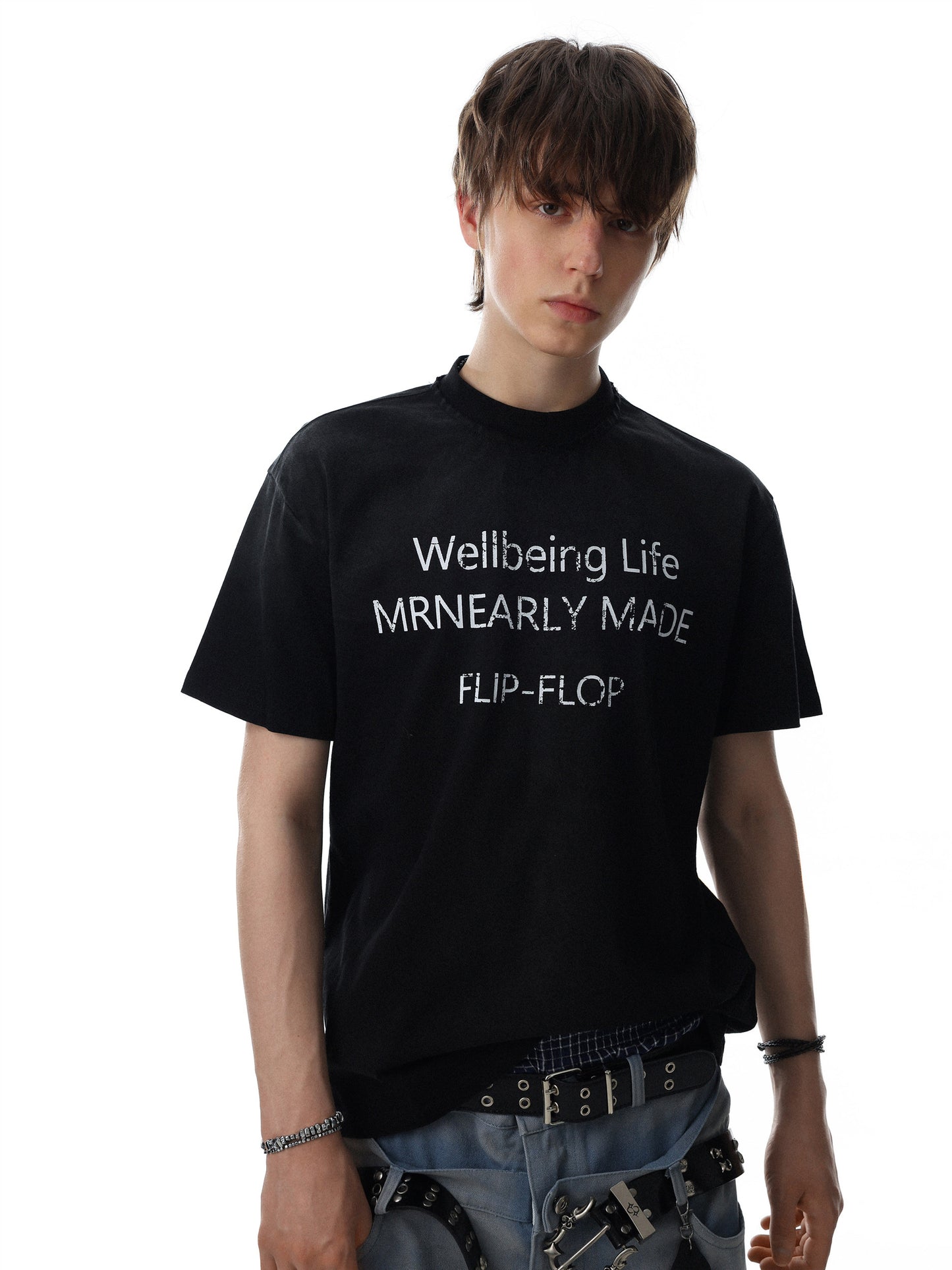 Mock Neck Lettering T-shirt (3color)