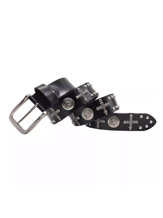 Skull & Cross Studs Belt