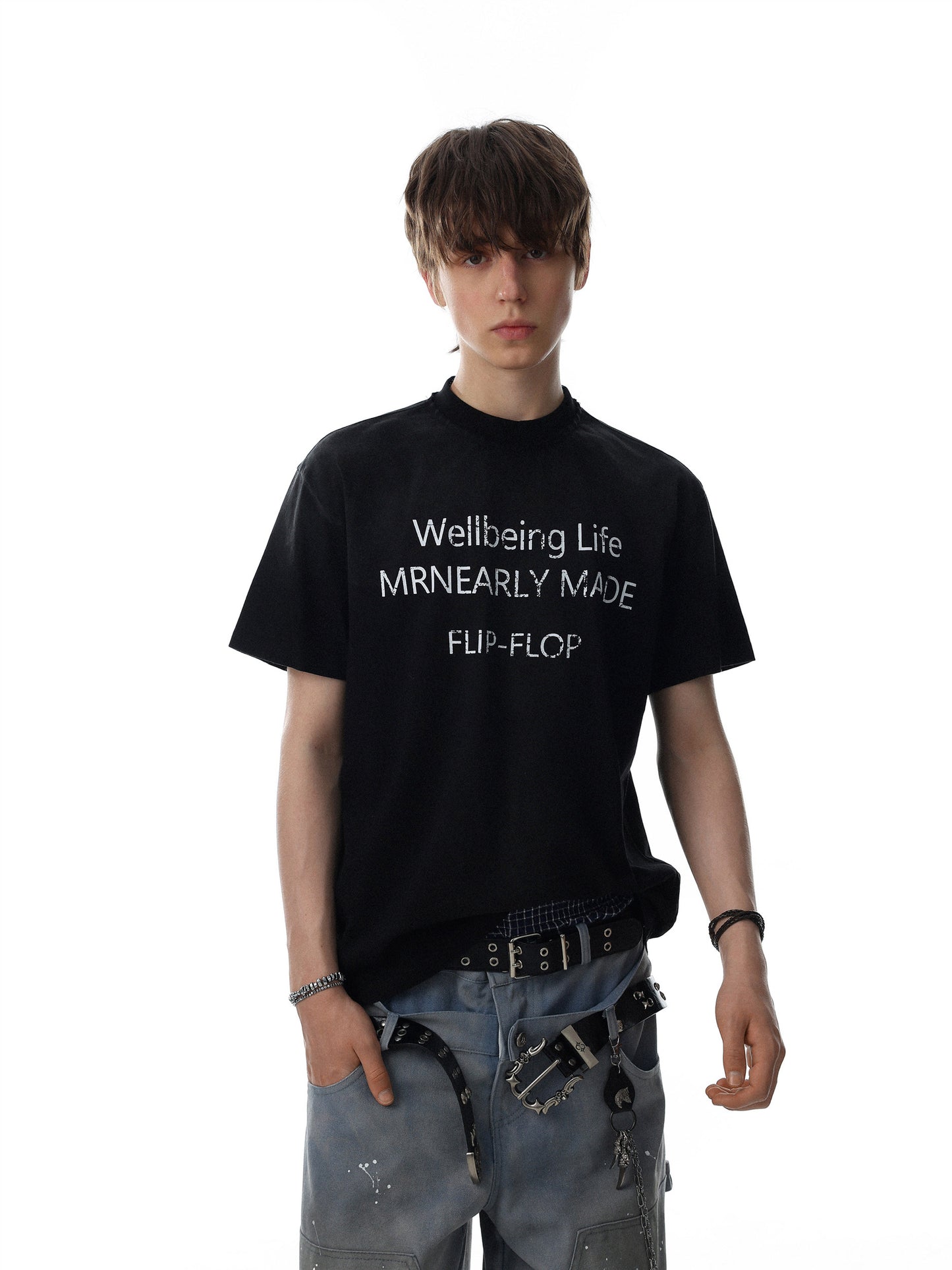 Mock Neck Lettering T-shirt (3color)