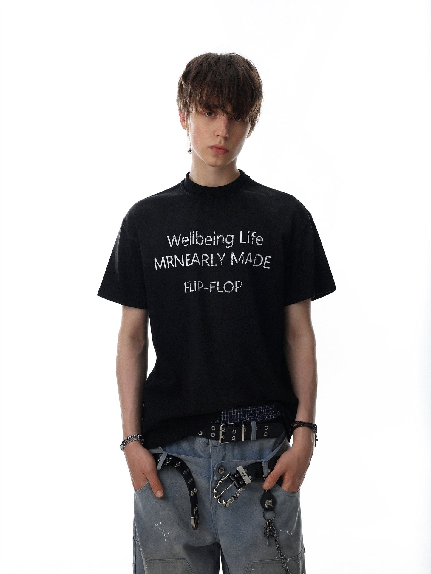 Mock Neck Lettering T-shirt (3color)