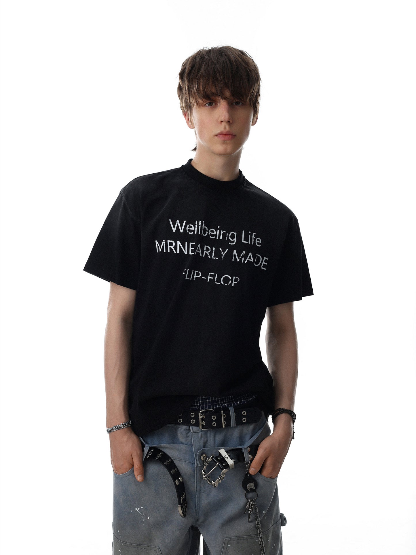 Mock Neck Lettering T-shirt (3color)
