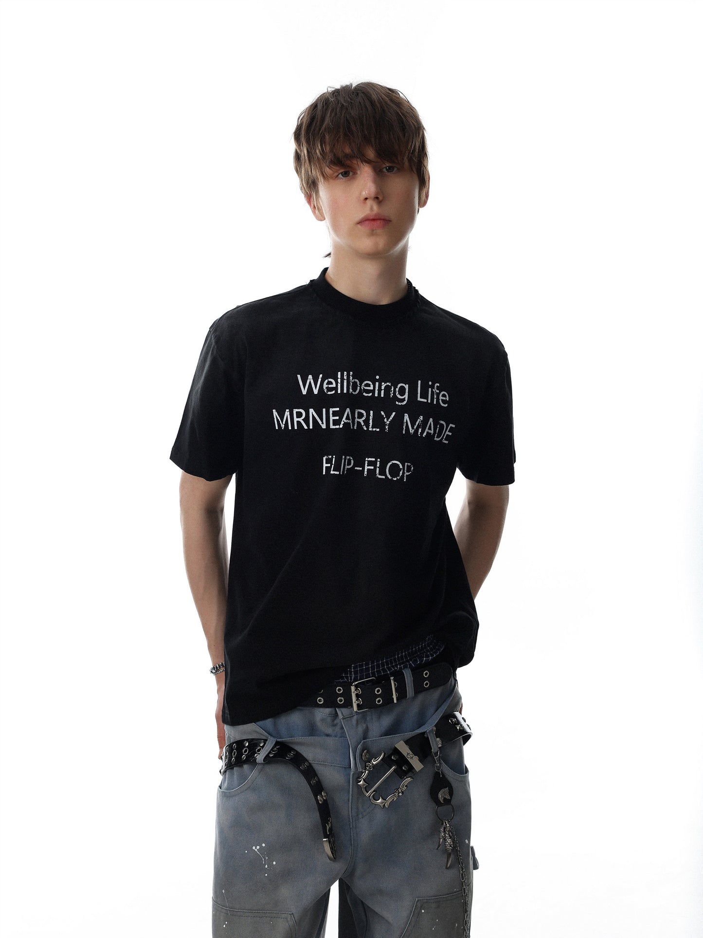 Mock Neck Lettering T-shirt (3color)