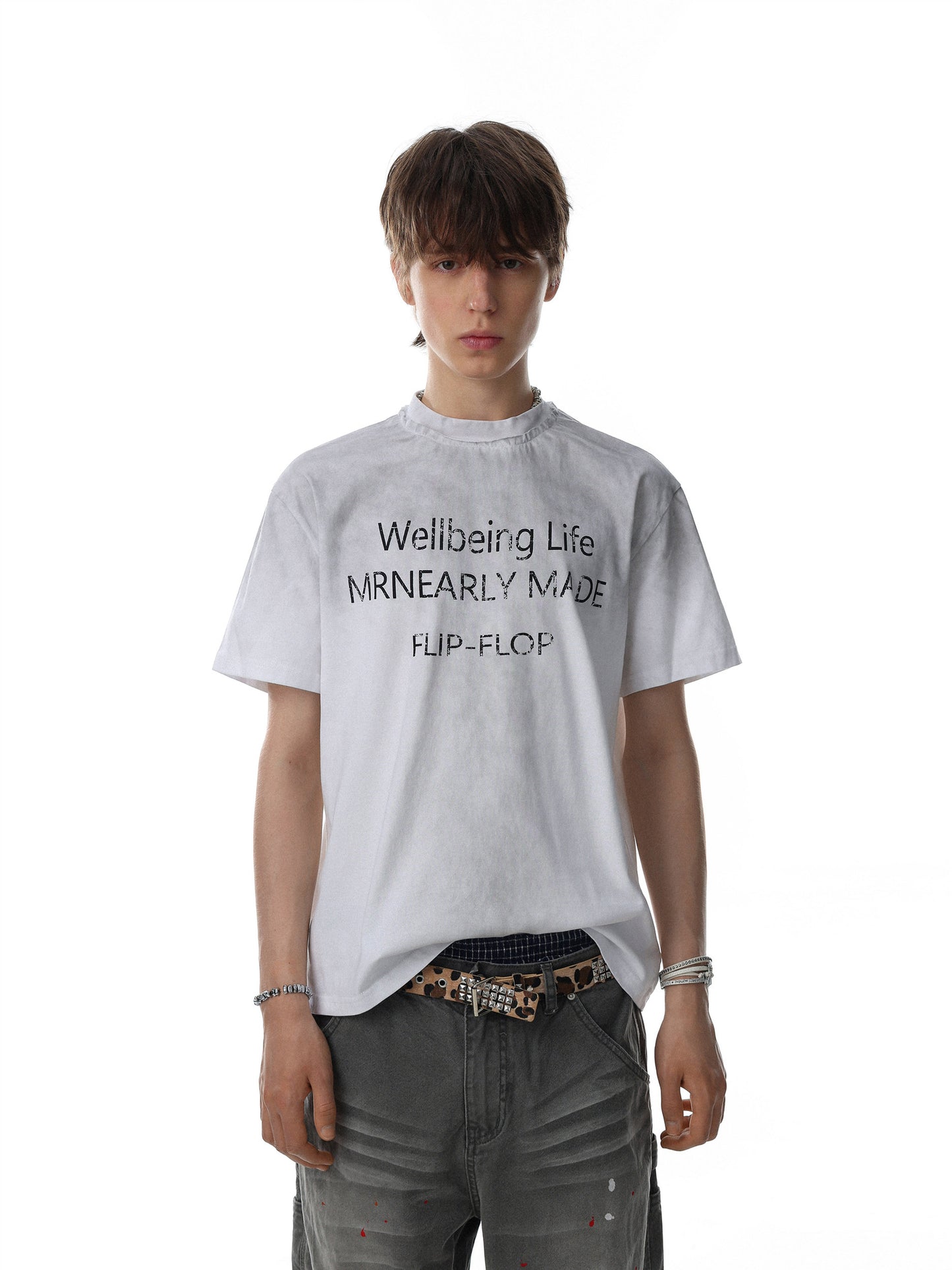 Mock Neck Lettering T-shirt (3color)