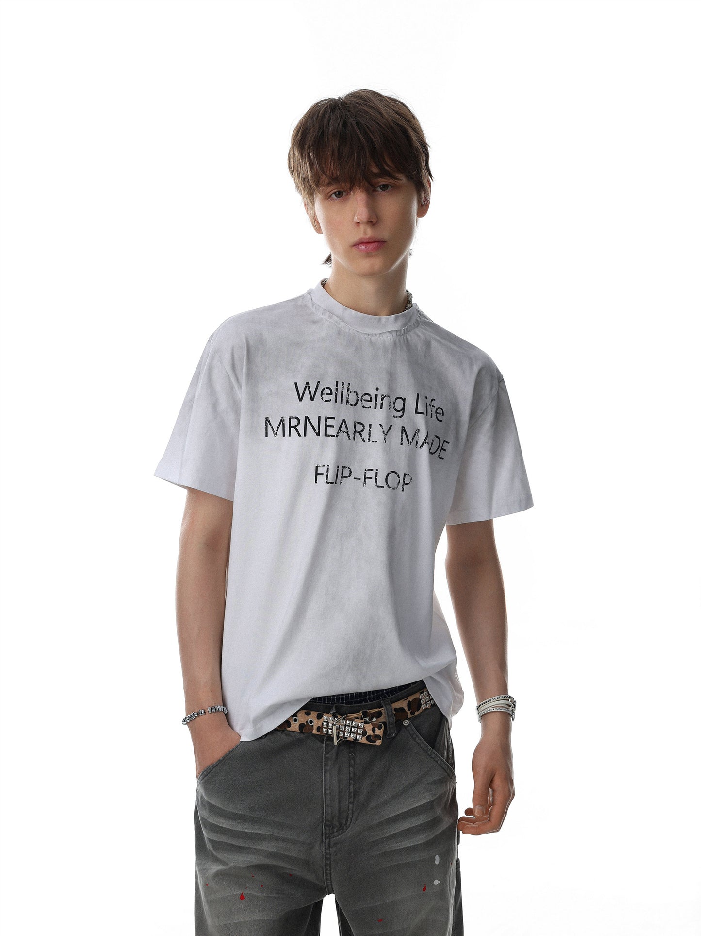 Mock Neck Lettering T-shirt (3color)