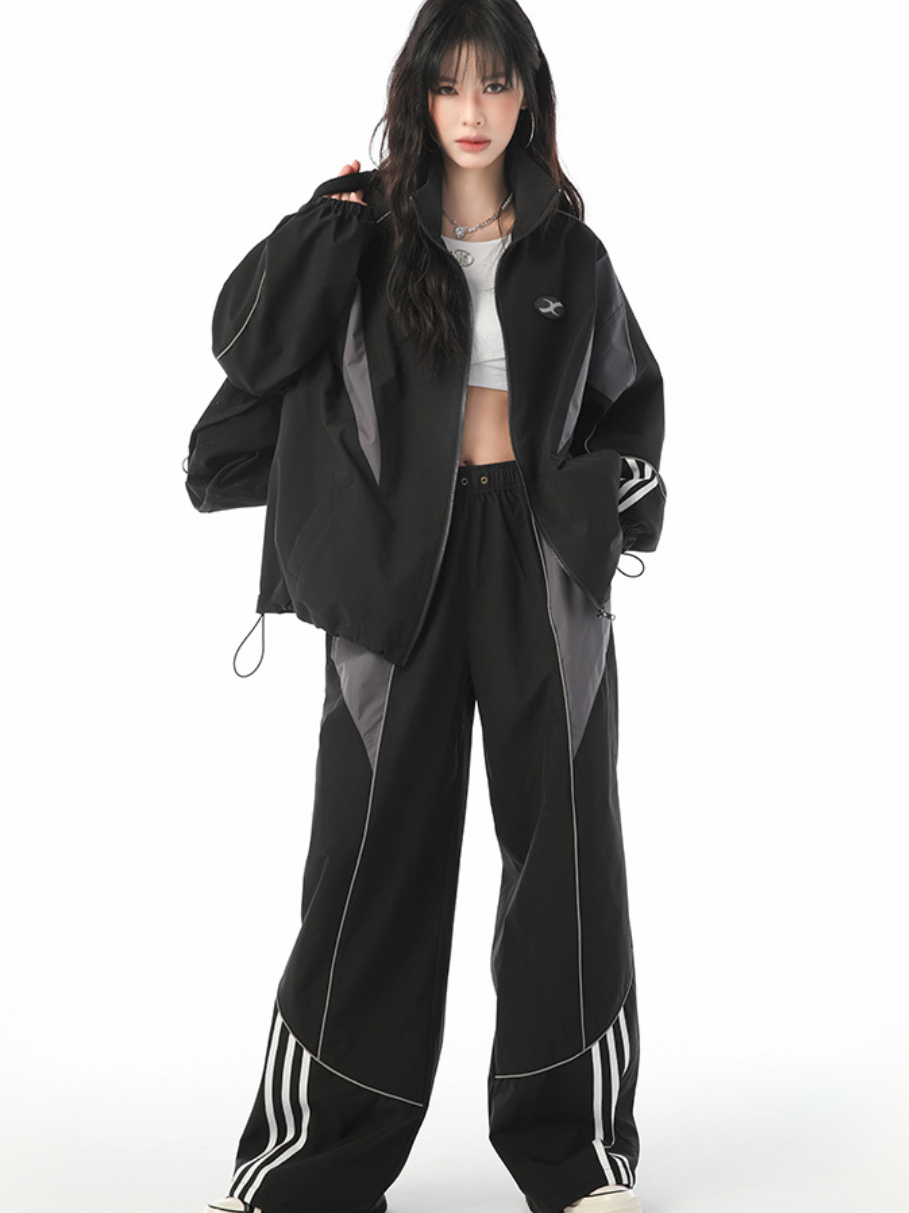 CONTRAST NYLON TRACK PANTS (SET UP)