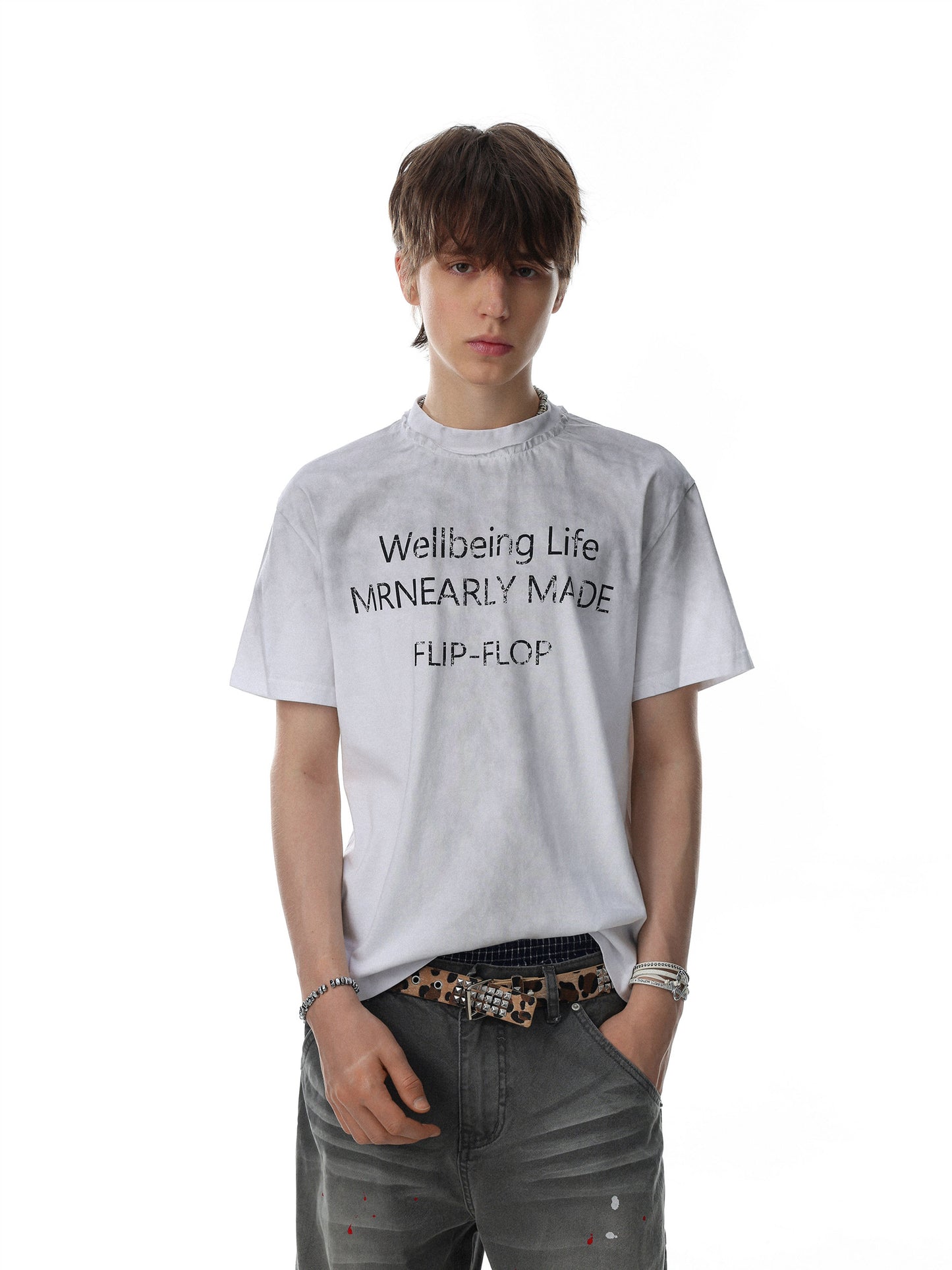 Mock Neck Lettering T-shirt (3color)