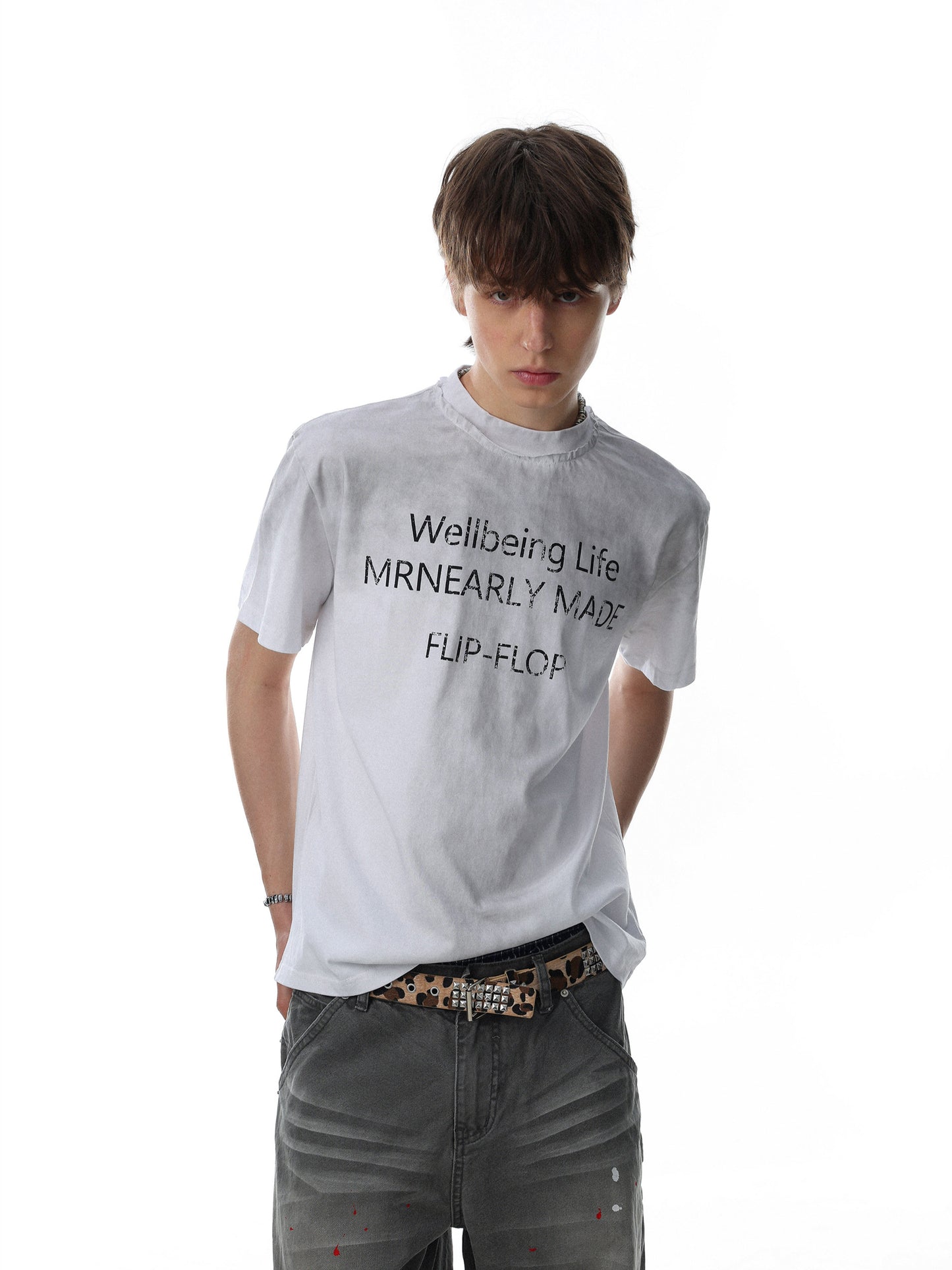 Mock Neck Lettering T-shirt (3color)