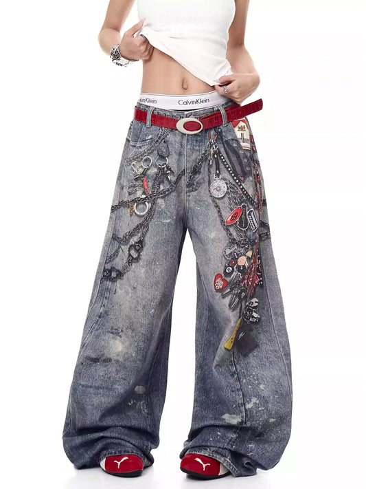 Chain Keystrap Printing Denim