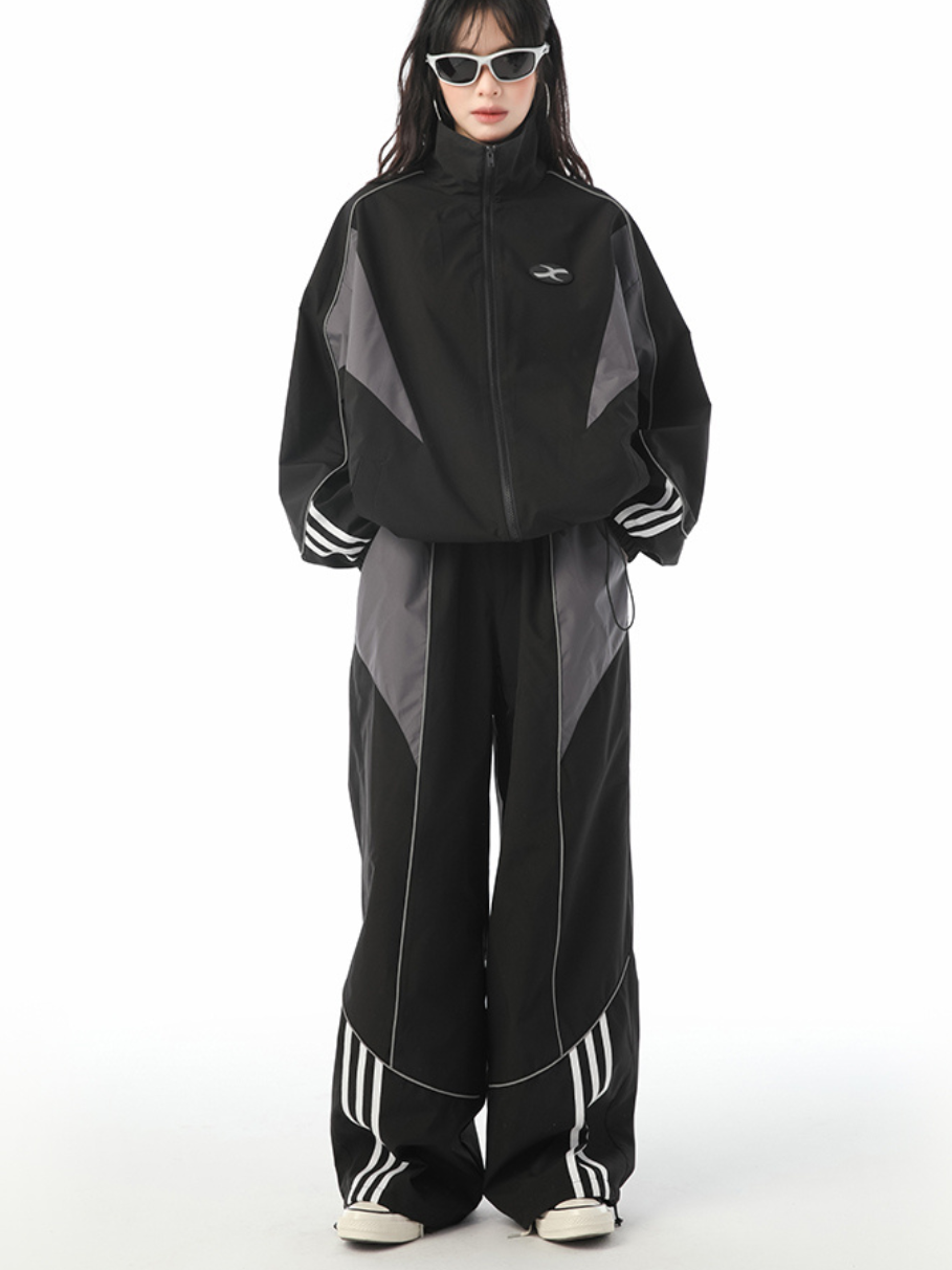 CONTRAST NYLON TRACK PANTS (SET UP)