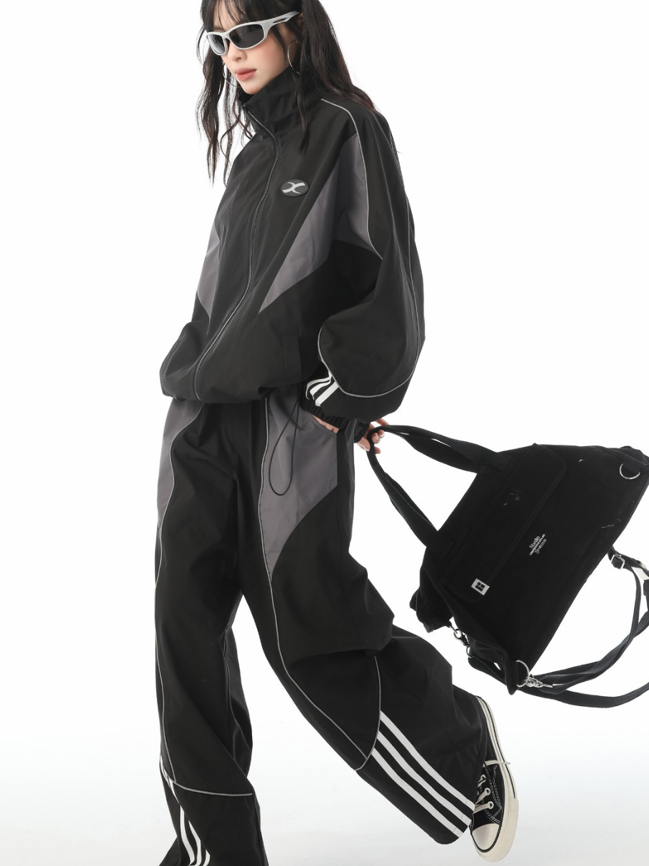 CONTRAST NYLON TRACK PANTS (SET UP)