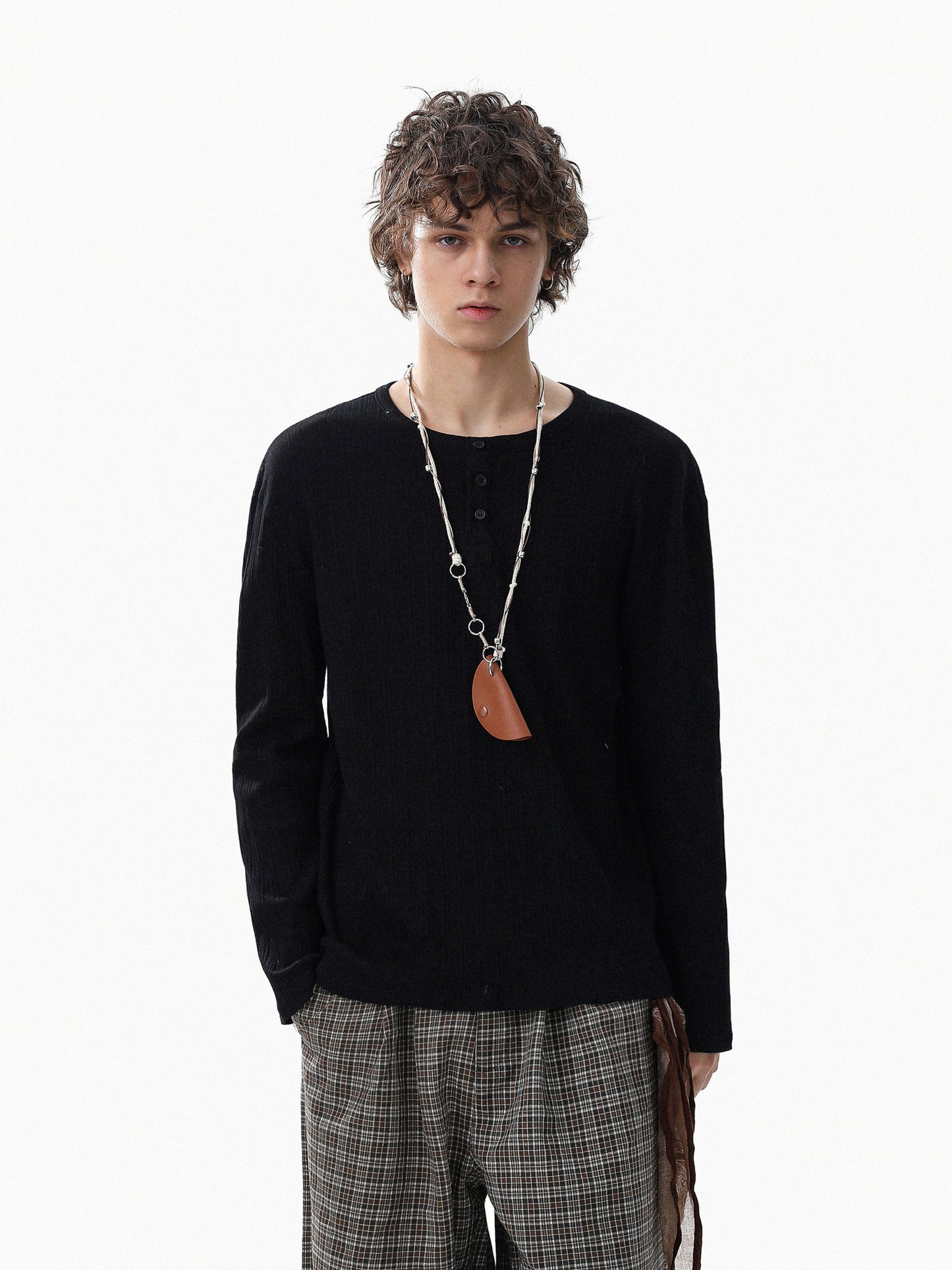 Rib Henlyneck Long Tee (3color)