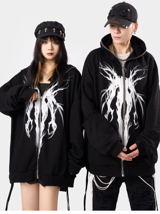 DEVIL MOTIF OVERSIZE HOODIE